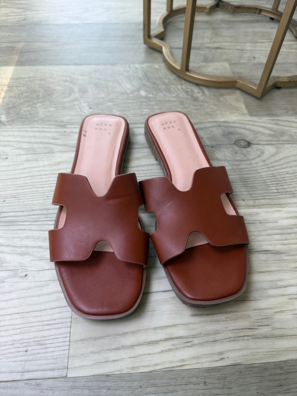 a new day Brown Cutout Slide Sandals